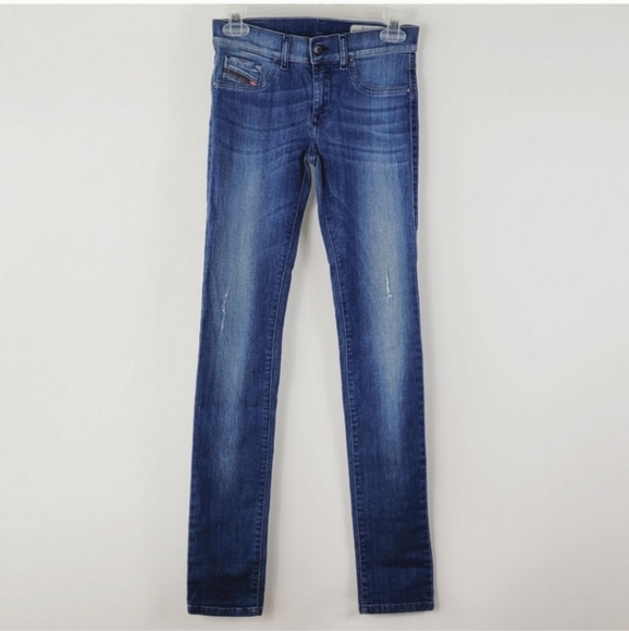 DIESEL LIVIER Stretch Super Slim Blue Low Waist Jegging Size 26 - Picture 2 of 11